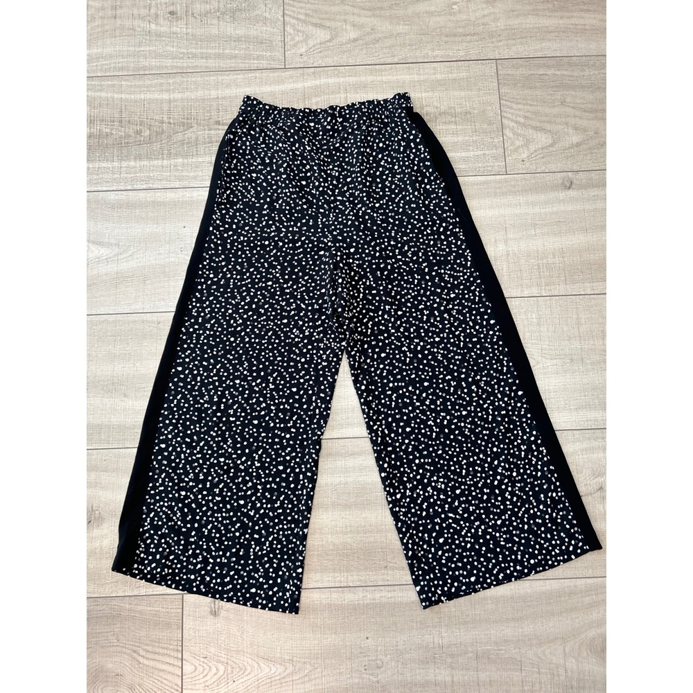 Bebe Black White Polka Dot Wide Leg Side Stripe Culotte Pants XS